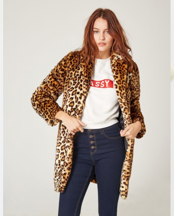 manteau fausse fourrure leopard